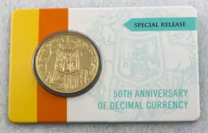 2016 Round 50c 50th Anniversary of Decimal Currency Gold Plated Coin on Card - Picture 1 of 2