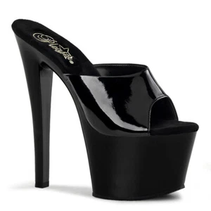 SKY-301 Sexy Pleaser Mujer Tacón Alto Zapatillas Plataforma Negro Lacado Baratas - Imagen 1 de 1