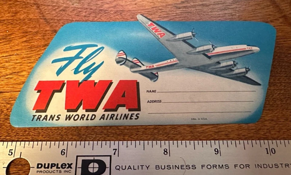 Fly TWA Trans World Airlines - Lockheed Constellation - Etiqueta emborrachada - Estado perfeito - Imagem 1 de 1