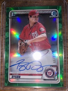 2020 Bowman Chrome Prospect Green Atomic Refractor /99 Tyler Dyson Auto Gem