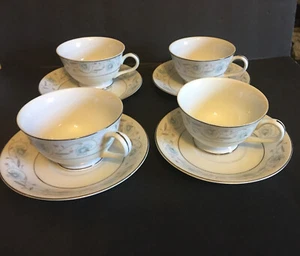 English Garden 1221 Fine China Teacups & Saucers 4 Each Very Good Condition Vtg - Picture 1 of 4