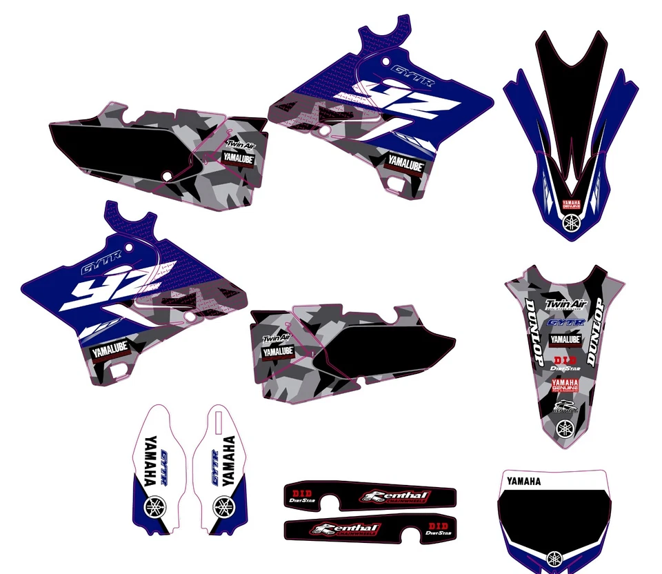 Se adapta a Yamaha YZ 125 250 MX Motocross 2015 2016 2017 2018 2019 2020 kit gráfico Foto 1 de 1