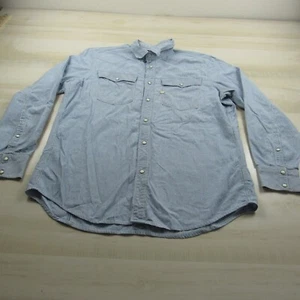 G Star Raw Shirt Mens Extra Large Blue Pearl Snap Button Up Western Pinstripes - Picture 1 of 13
