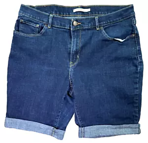 Bermuda Levis uomo 32 blu scuro denim elasticizzato polsini preppy anni 90 spiaggia - Foto 1 di 10