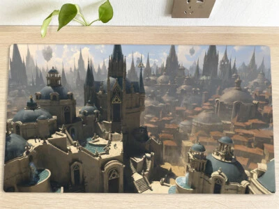 MTG White And Green Castle Playmat TCG CCG Trading Card Game Mat Mouse Pad & Bag - Image 1 of 3