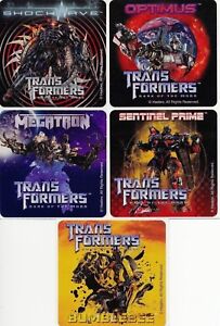 5 x Square Stickers ~ Transformers Shockwave BumbleBee Megatron Sentinel Prime ~