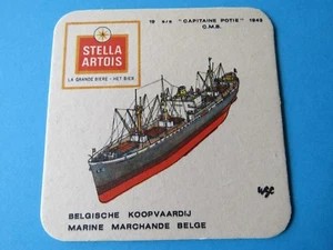 Bar de cerveza belga de colección montaña rusa: cerveza STELLA ARTOIS ~ envío capitán Potie 1943 - Imagen 1 de 3