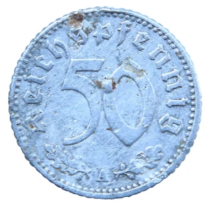 1941 Germany 50 Pfennig A WW2 Third Reich Nazi Swastika Coin - Picture 1 of 2