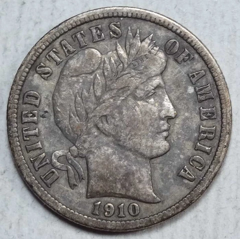 1910-S Barber Dime, Very Fine, Discounted Better Date     1031-16 Cover