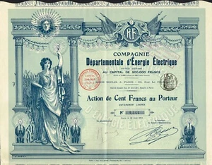 FRANCE DEPARTMENT OF ELECTRIC ENERGY stock certificate/bond - Imagen 1 de 1