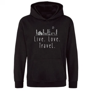 Live Love Slogan Unisex Printed Hooded Sweatshirt - Picture 1 of 17