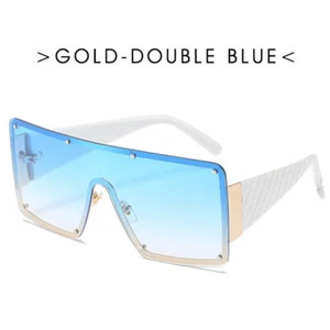 Square Sunglasses Women Fashion Oversized Metal Frame Vintage Glasses - Picture 1 of 1