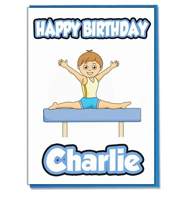 Personalised Boys Gymnastics Gymnast Birthday Card Son Grandson Brother Nephew - Image 1 of 2