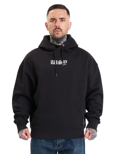 SACAI Felpa con cappuccio Who Shot Ya Matria oversize uomo maglione nero Amstaff