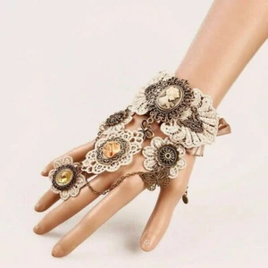 Femme Steampunk Bracelet Gothique Gear Dentelle Poignet Victorien Vintage - Picture 1 of 9