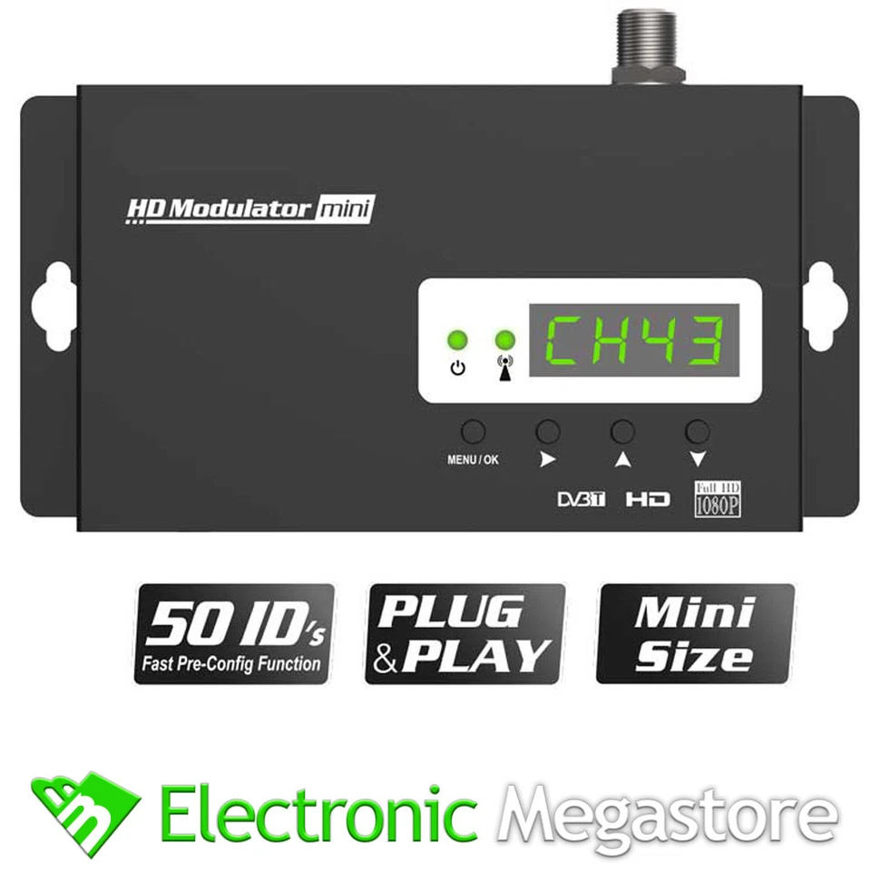 MODULATORE RF DIGITALE FULL HD HDMI DVB-T T2 NUOVO MODELLO MINI TELECAMERE SKY - Immagine 1 di 4