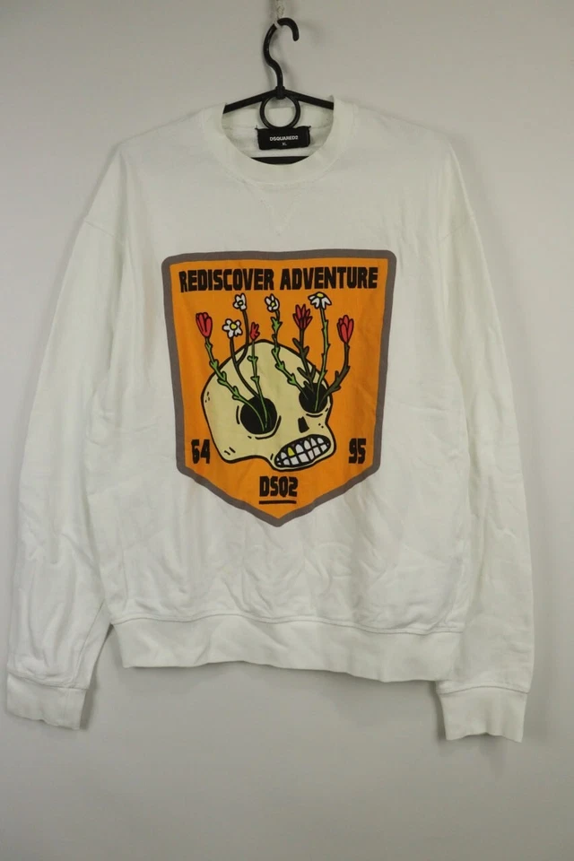 DSQUARED 2 White REDISCOVER ADVENTURE Sweatshirt  Sweater Size XL - Image 1 of 4