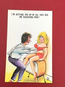 VVINTAGE BAMFORTH COMIC HUMOUR PC - I’M GETTINF FED UP WITH ALL THIS SEX ON TV - Picture 1 of 1