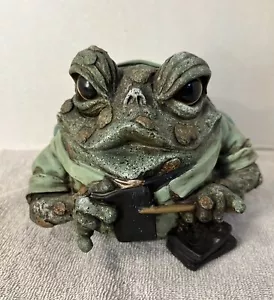 Toad Frog Teacher Resin Figurine Statue Green - Picture 1 of 11