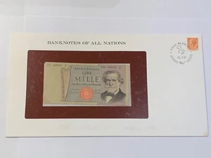 Billet et Enveloppe Italie 1000 Lire Neuf + Fiche (102-18/A0-93) - Imagen 1 de 3