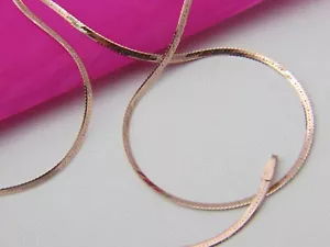 10k rose gold herringbone Necklace real 10kt rose gold Italian Necklace - Picture 1 of 6