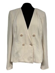 A By Anthropologie Women’s Blazer Jacket Size US 4 Off- White Long Sleeve ECU