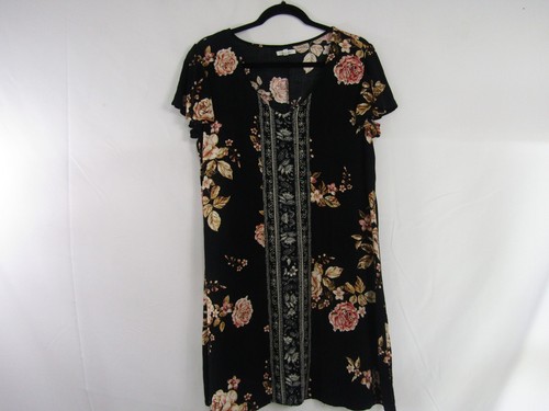 VETEMENTS Abito Maurices nero floreale rayon taglia L crociera vacanze hawaiano tropicale paisley
