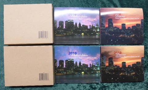 4 2010 P D U.S. Mint Unc Coin Sets, P & D Mint, 112 Coins, 2 Sealed U10, 2 Open Cover