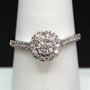 14K DIAMANT VERLOBUNGSRING 0,75 KT ECHT NATÜRLICH FEURIG WEISS HALO HOCHZEIT IGI ZERTIFIKAT - Bild 1 von 24