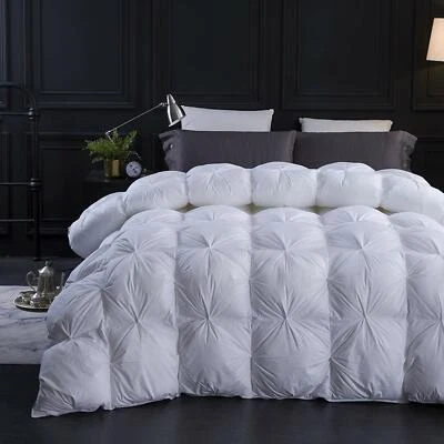 SNOWMAN White Goose Down Comforter Pinch Pleat Design Duvet Insert 750+FP,1200TC - Image 1 of 4
