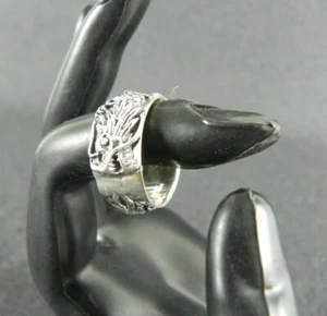 Anello da uomo misura 23 ARGENTO 925 PUNZONATO motivo con drago dragone a nastro - Imagen 1 de 6