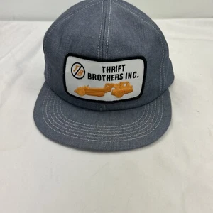 Vintage Thrift Brothers INC Denim Hat Can Snapback K-Products USA Construction - Picture 1 of 12