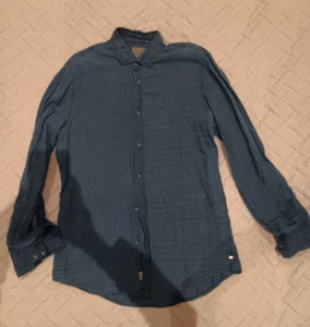 Men's Industrie Linen Blend Blue Shirt - Size Large - Picture 1 of 6