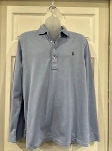Polo Ralph Lauren Mesh Knit Oxford Langarm Hemd Blau Meliert Herren XXL - Bild 1 von 13