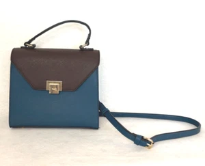 Dune London Top Handle/Crossbody Bag Blue/Brown Faux Leather Purse - Picture 1 of 4