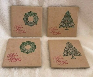DECORACIÓN DE MESA NAVIDAD Juego de 4 POSAVASOS DE CERÁMICA REMACHES 4 inX4 in AZULEJOS - Imagen 1 de 8
