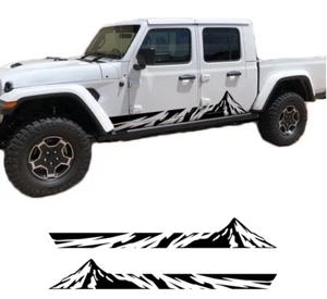 2 PCS Graphic Mountain Car Sticker Decal For Jeep Gladiator Side Door Stripes - Picture 1 of 6