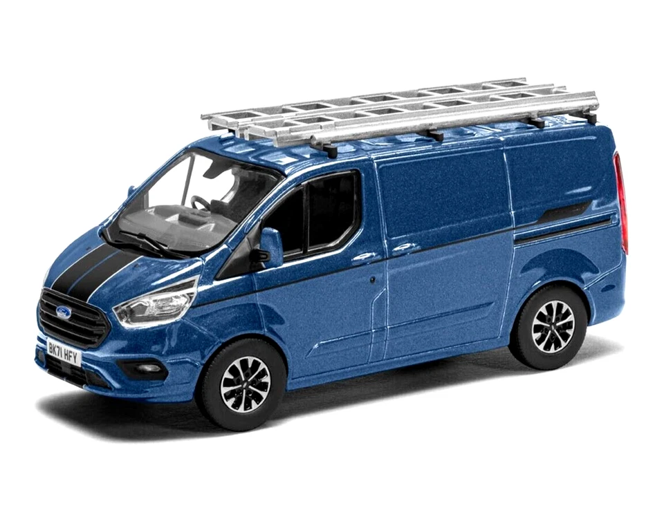 CORGI VANGUARDS 1/43 2021 FORD TRANSIT CUSTOM 310 SPORT SWB CHROME BLUE VA15104 - Image 1 of 1
