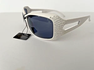 Occhiali da sole donna moda Bling montatura bianca con strass protezione UV400 - Foto 1 di 9