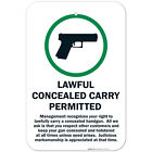 Lawful Concealed Carry Permitted Sign,
