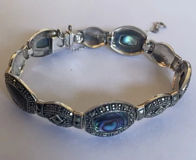 Precioso Brazalete Colgante ABALONE Multistone 925A Marcasita  Foto 1 de 4