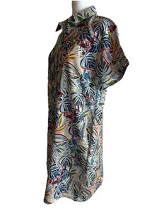 C&C California MED. Linen Shirt Dress Tropical Multicolored Resort Coastal NWOT - Picture 1 of 10