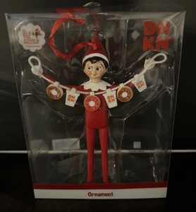 Dunkin Donuts 2020 4" Ornament Elf on the Shelf Boy With Donut Garland New - Picture 1 of 3
