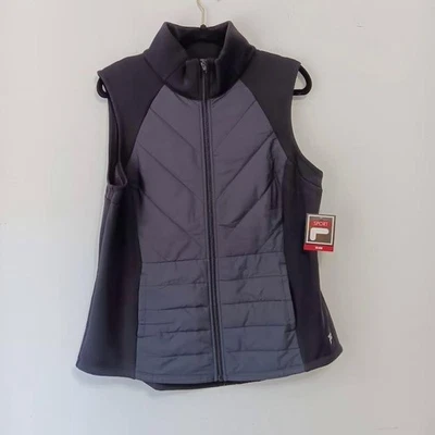 Performance Quilted Vest Womens Large Black Gray Softshell Insulated Full Zip - Image 1 of 4