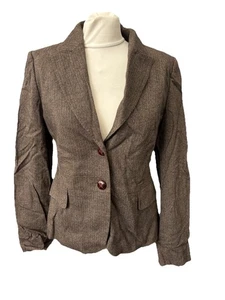 LK Bennett braune Jacke Größe 10 Wollmischung tailliert Smart Langarm Kragen Damen - Bild 1 von 11