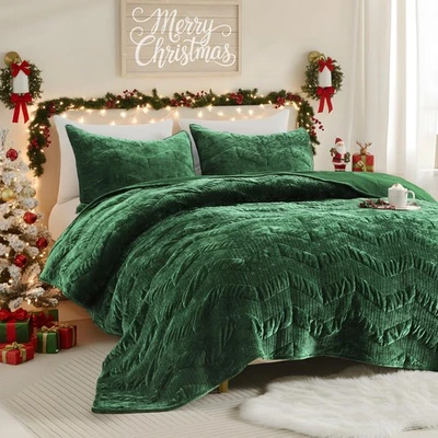 Juego de edredón de terciopelo de lujo SHALALA tamaño queen, terciopelo de verano ligero ultra suave... Foto 1 de 4