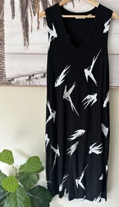 SASS & BIDE Black Trinity White Print Long Midi Tank Dress Size 12 - Picture 1 of 5