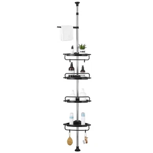 GRICOL Black Shower Caddy Corner Adjustable Bathroom Corner Shelf Shower Shelf - Picture 1 of 5