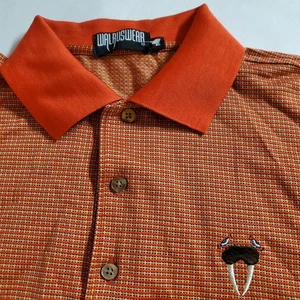⛳️WalrusWear Golf Polo Herren Medium Orange Kurzarm Schachbrett Walross Wear - Bild 1 von 12