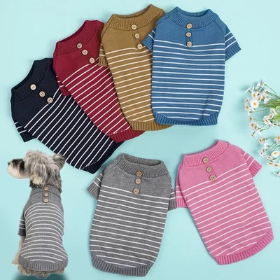 Pet Round Neck Outfit Cat Knitted Coat Puppy Pullover Dog Sweatersluxury ~ - Image 1 of 4